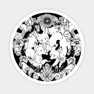 Folk Foxes - Black and White Magnet